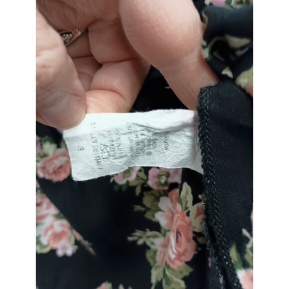 Altard State Womens Babydoll Top Small Black Floral Short Sleeve BOHO Festival - Picture 5 of 8